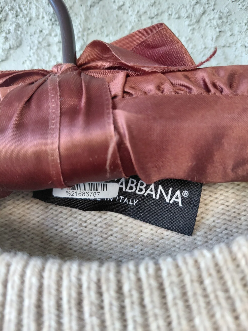 Dolce & Gabbana Beige 100% Virgin Wool Crewneck Sweater Made in Italy
